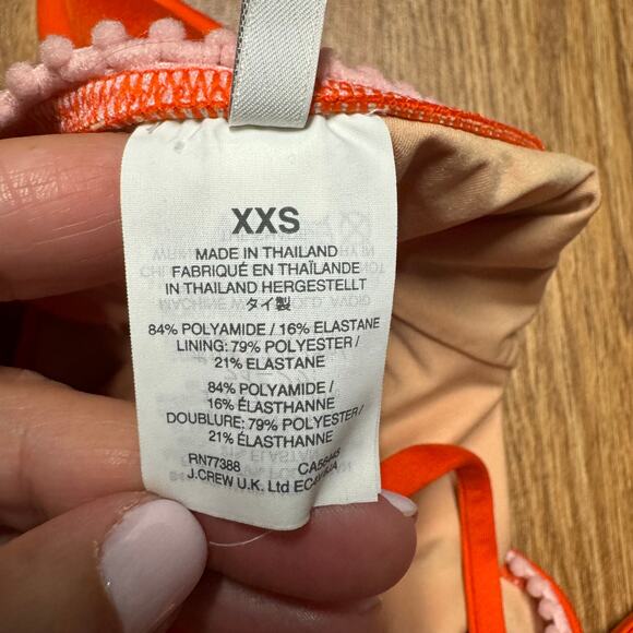 J.Crew Playa Womens X Open Back Orange Pink Pom One Piece Swim Suit Size XXS - Picture 5 of 7